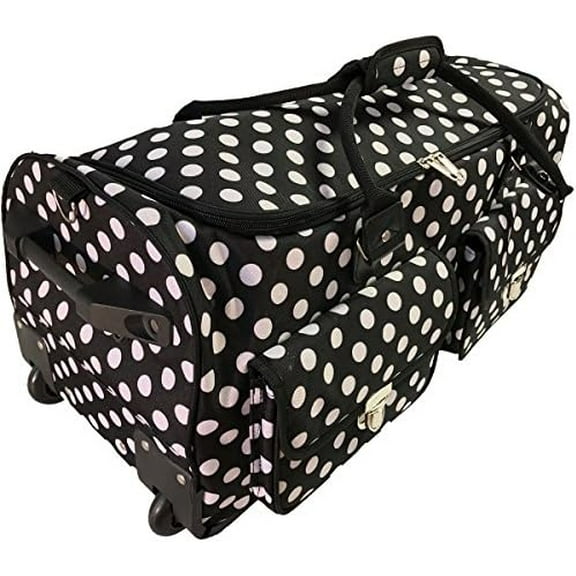 Rolling Craft Bag 2.0 - Rolling Tote Bag & Scrapbook Storage Organizer for Craft Machines & Supplies, Black with White Polka Dots$$Art & Craft