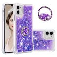 thumbnail image 1 of Funda para iPhone 11 con Brillo Líquido Flotante, Purpurina, Parachoques y Anillo Giratorio Soporte, 1 of 5