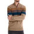 thumbnail image 2 of GigrtiJin Mens Quarter Zip Pullover Sweater Long Sleeves Striped Colorblock Sweaters Winter Warm Ribbed Knit Sweatshirt, 2 of 6