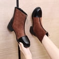 thumbnail image 3 of Lovskoo 2024 Women's Middle Ankle Boots Pointed Toe Chunky Heel Pointed Thick Heeled Front Zippered Low Plush Short Boots Brown, 3 of 6