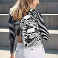 thumbnail image 5 of Yiaed Skull and palm leaves Print Print Laptop Backpack Travel Canvas Backpack Vintage Aesthetic Backpack for School Knapsack Backpack Backpack for School-Small, 5 of 5