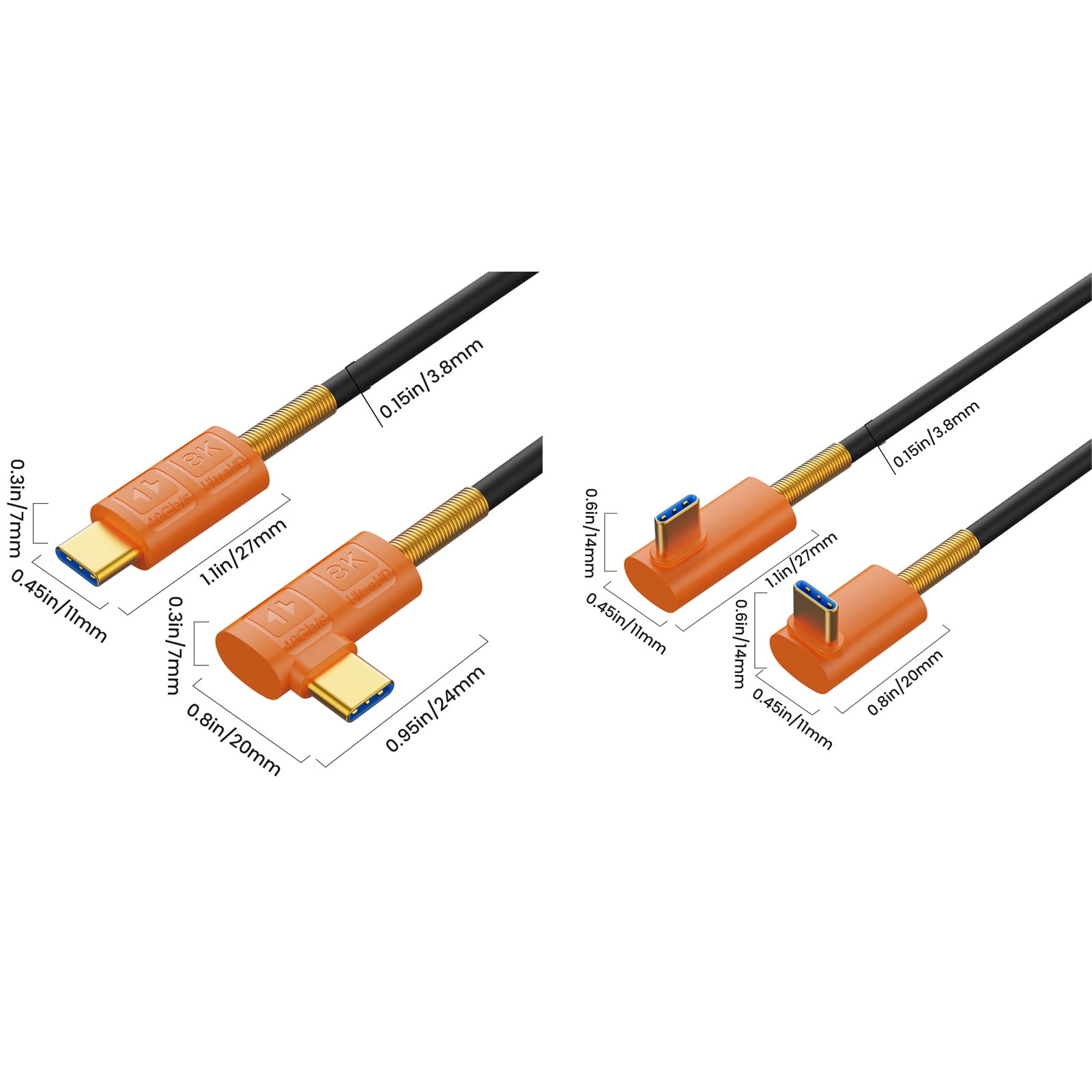 Spring Coiled Data Cable USB Type C Telescopic Charging Wire Line Adjustable Length up to 1.1m Support 240W Charging
