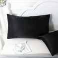 thumbnail image 4 of Fdelink Silk Pillowcases 2 Pack for Hair and Skin Both Sides Proof Soft Breathable Smooth Silk Pillow Cover Pillo Cover Black, 4 of 6