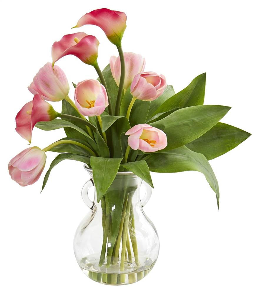 15.5 in Nearly Natural 15 5 ' 1 Calla Lily and Grass in Vase Red 15.5 in Nearly Natural 15 5 ' 1 Calla Lily and Grass in Vase Red