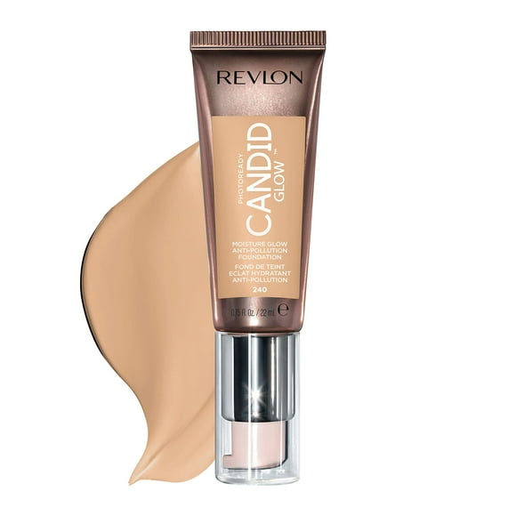 Revlon Liquid Foundation, Photo Ready candid glow Face Makeup for Sensitive and Dry Skin, Longwear Sheer-Medium coverage with Natural glow Finish, 240 Natural Beige, 075 Oz