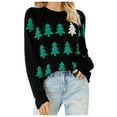 thumbnail image 2 of Christmas Tree Sweaters for Women 2025 Long Sleeve Crewneck Jacquard Knitted Pullover Sweater Jumper Tops, 2 of 5