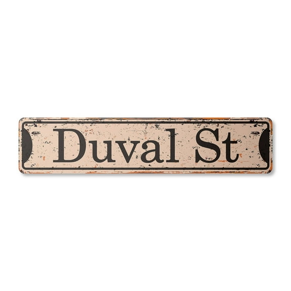 DUVAL ST Vintage Plastic Street Sign Childrens Name Room Sign | Indoor/Outdoor | 24" Wide