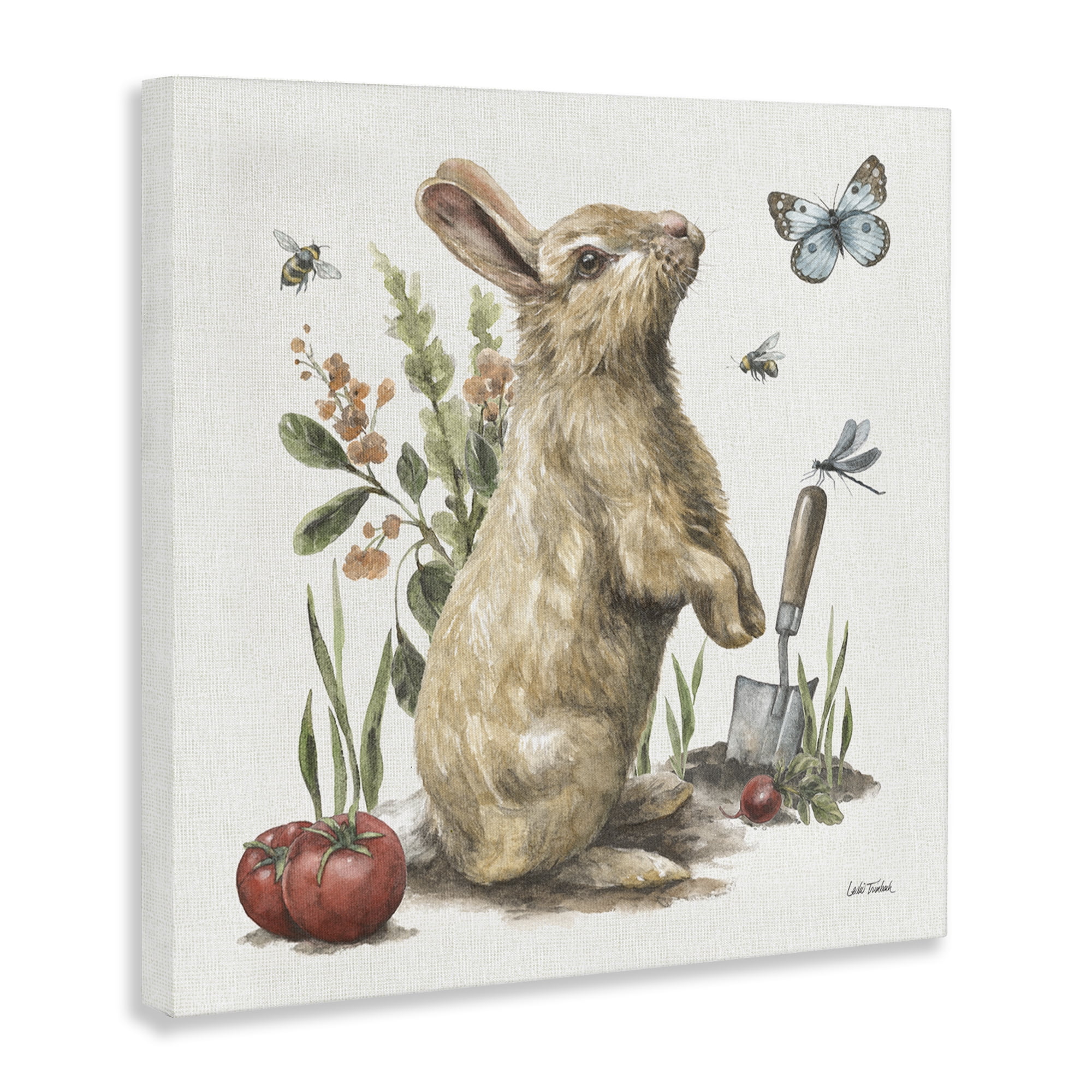 Stupell Industries Garden Patch Rabbit Animals & Insects Painting Gallery Wrapped Canvas Art Print Wall Art, 36 x 36