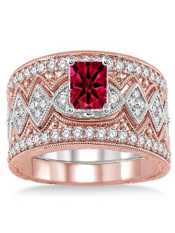 Details about  / 0.65Ct Princess Cut Ruby 14K Yellow Gold Finish Engagement Wedding Band Ring