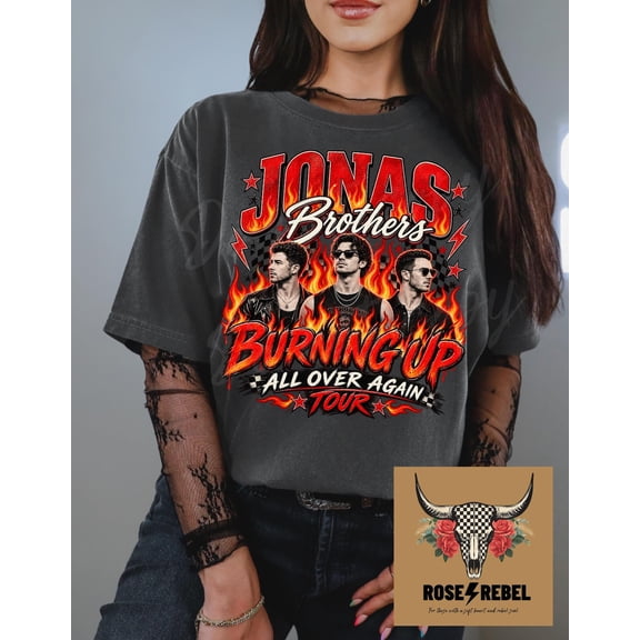 Jonas Brothers Burning Up Tee, Nick Joe Kevin T-Shirt For Fan