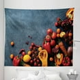 thumbnail image 1 of Food Tapestry, Red and Marigold Color Inspired Fruits Vegetables Pomegranate Tomatoes, Fabric Wall Hanging Decor for Bedroom Living Room Dorm, 5 Sizes, Ruby Orange and Purpleblue, by Ambesonne, 1 of 1