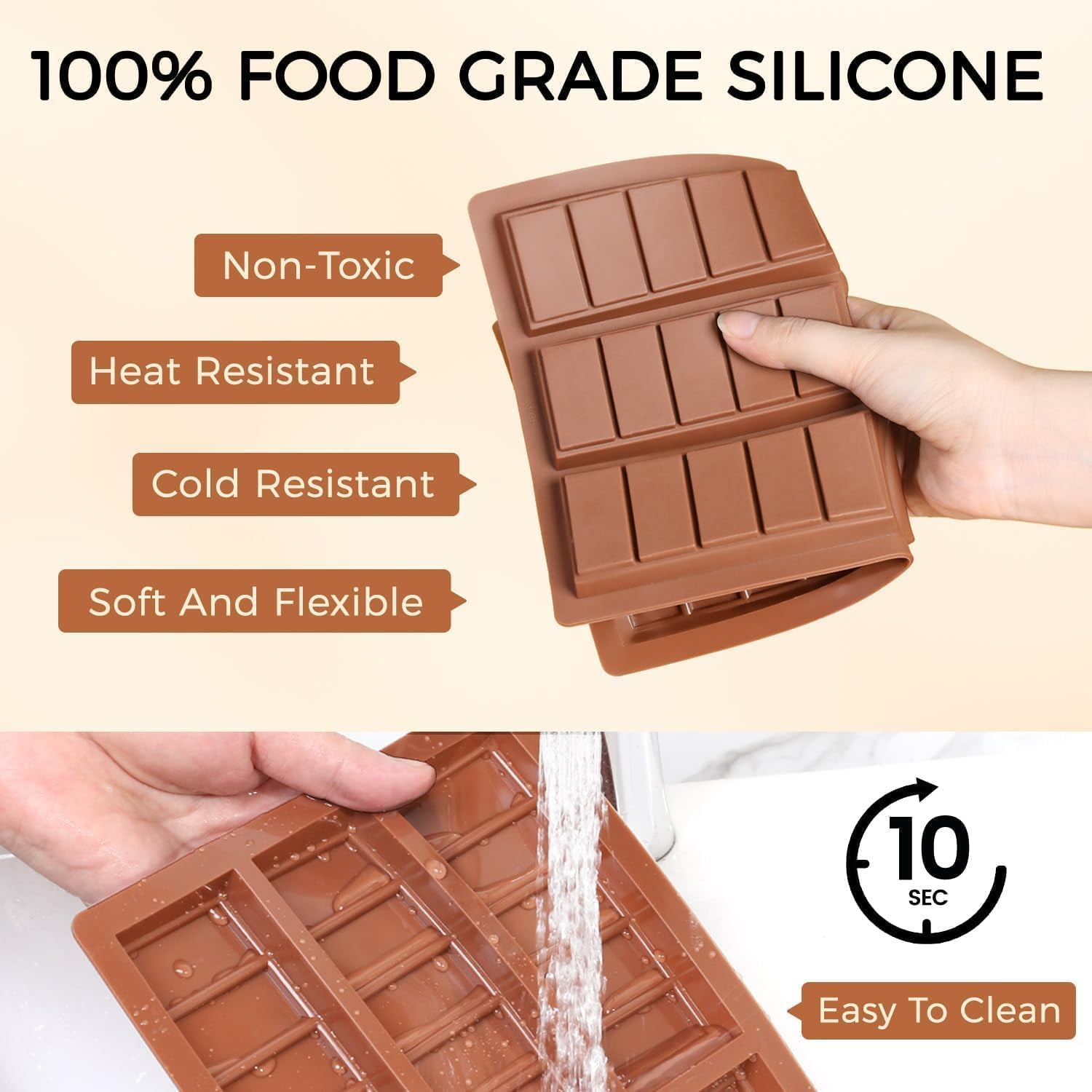 Chocolate Bar Mold - Non-Stick Silicone Molds, Food Grade Dubai Deep for Milk Pistachio Set of 2
