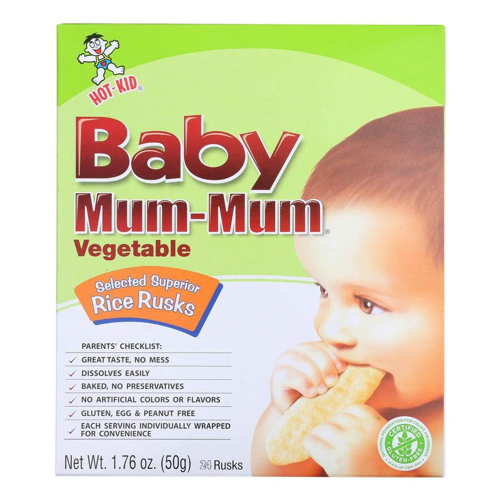 Hot Kid Baby MumMum Vegetable Rice Rusks, 1.76 oz, 24 Count