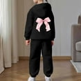 thumbnail image 3 of Letdown Girls Sweatpants Set - 2 Piece Bow Print Fashion Crewneck Hooded Sweatshirt and Jogger Sweatpants for Girls Matching Set (Black,2-3Years), 3 of 6