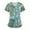 Mint Green, variant on WTOBBY Plus Size Women's Short Sleeve Printed Scrubs Set with Pockets, V-Neck Design, Animal Floral Theme, 2-Piece Nursing Uniform, Medical Workwear for Caregivers,Black L