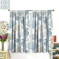 thumbnail image 4 of Ocean Beach Bedroom Window Curtain,Ocean Seashell Seahorse Retro Style Blackout Window Door Curtains for Bathroom Living Room Home Decor,2 Panel Set W52xL63in, 4 of 5