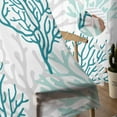 thumbnail image 5 of Teal Grey Coral Coastal Sheer Curtains 63 Inches Length 2 Panels Set, Window Sheer Curtains for Living Room/Bedroom, Summer Beach Seaside Nautical Light Filtering Rod Pocket Curtain 52'' x 63'' x 2, 5 of 7