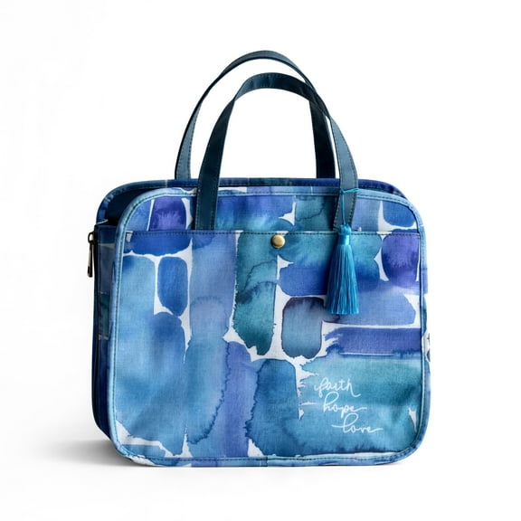 DaySpring Faith, Hope, Love Top Handle Organization Bag, Blue