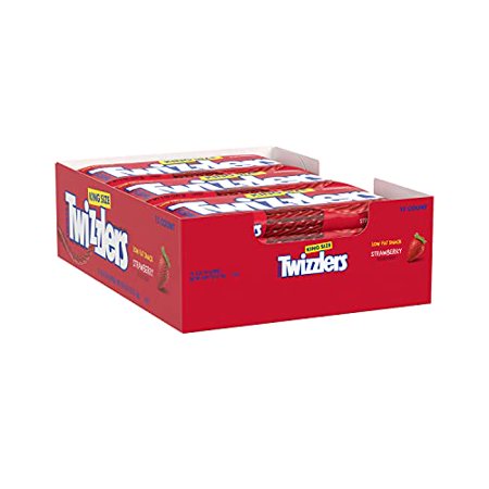 TWIZZLERS Twists Strawberry Flavored Chewy Candy  Bulk Low Fat  5 oz King Size Packs (15 Count)
