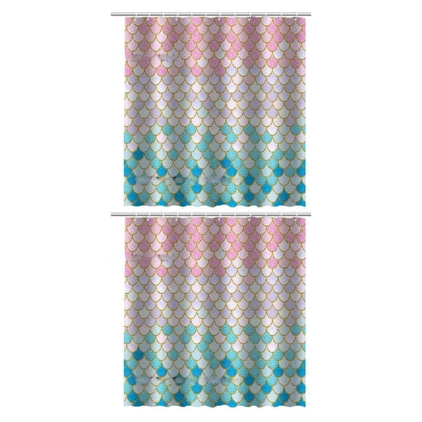 Bearachild Poliéster Experimente un fuerte efecto drapeado con escamas de sirena Cortina de ducha Privacidad protegida XHDW-067 150x180cm XHDW-067 150x180cm 2piezas