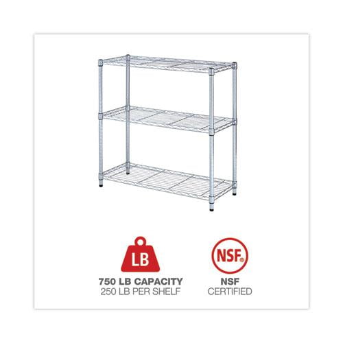 Alera ALESW833614SR 36 in. W x 14 in. D x 36 in. H Three-Shelf Residential Wire Shelving - Silver