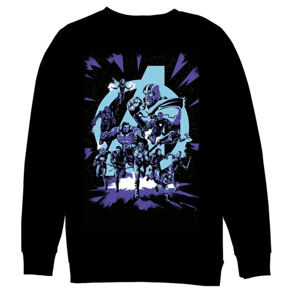 Men's Marvel Avengers: Endgame Galactic Battle Cartoon  Sweatshirt Black Medium