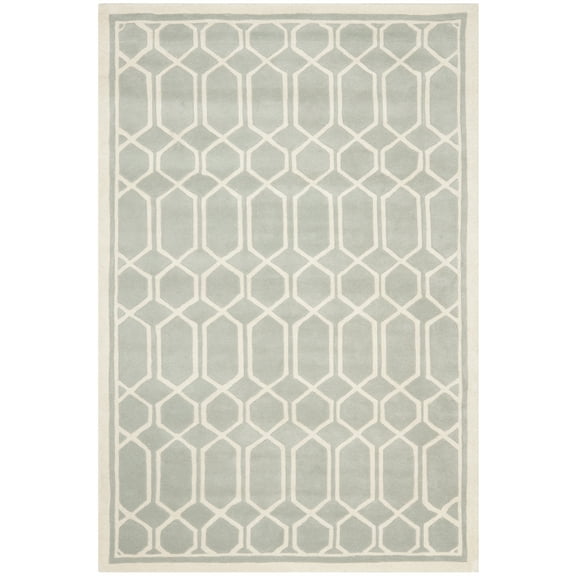 SAFAVIEH Chatham Hudson Geometric Wool Area Rug, Grey/Ivory, 6' x 9'