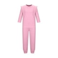 thumbnail image 3 of OGLCCG Girls 2 Piece Set Ruffle Long Sleeve Pullover Top and Wide Leg Jogger Pants Lightweight Solid Color Spring Outfits Lounge Sets 4-13 Years, 3 of 6