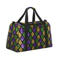 thumbnail image 2 of Fotbe Mardi Gras Shiny Green Purple Bolsa de Viaje con Estampado, Bolsa de Fin de Semana para Mujer con Compartimento para Zapatos, Bolsa de Gimnasio con Bolsillo Húmedo, 2 of 7