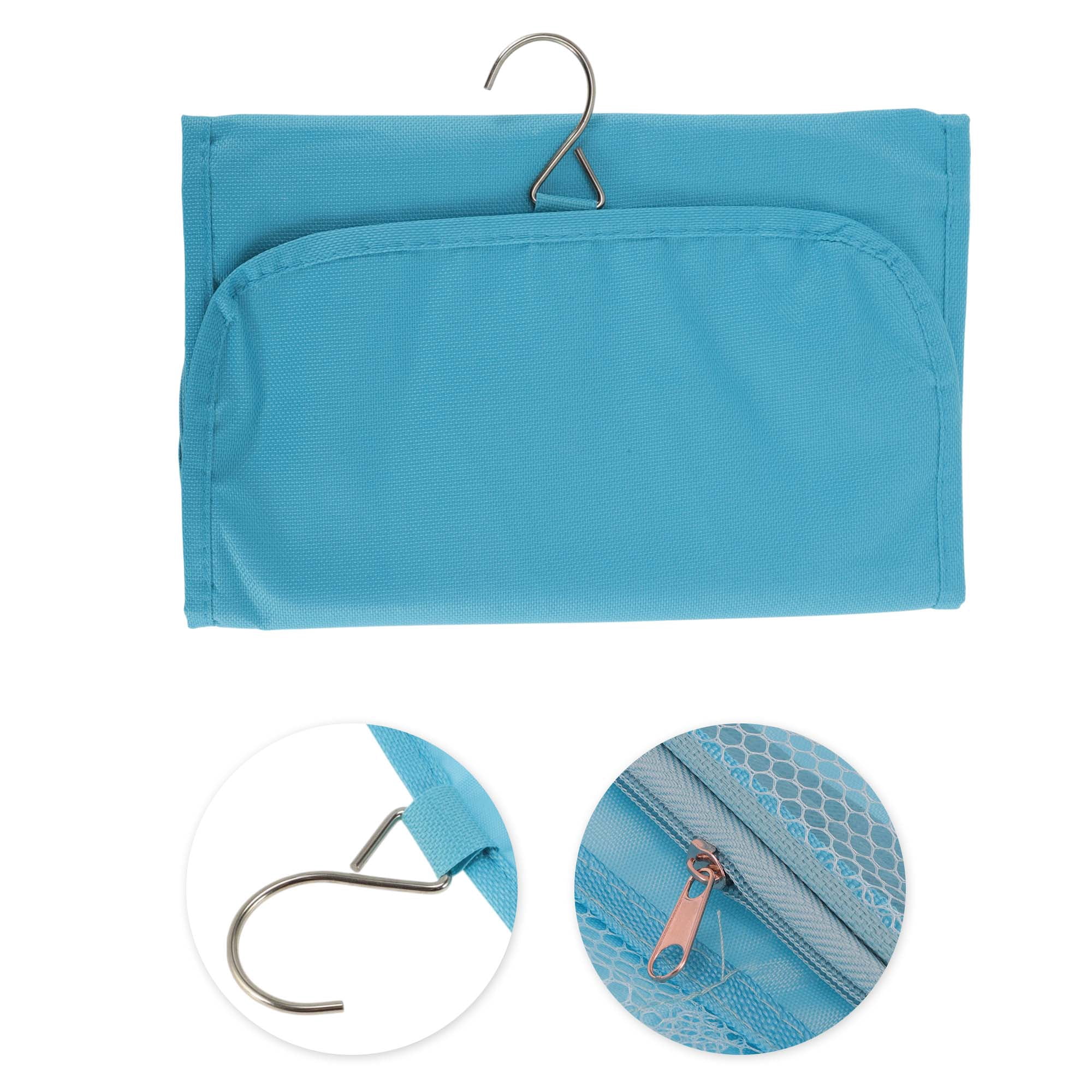Unique Bargains 1 Pc Foldable Hanging Solid Makeup Bag Sky Blue