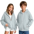 thumbnail image 2 of Girls Zip Up Hoodie Fleece Sweatshirt Jackets with Pocket Full-Zip,Hooded Design,Long Sleeve,Solid Color,Casual Jacket,Fall Winter,Back to School Wear, 2 of 7