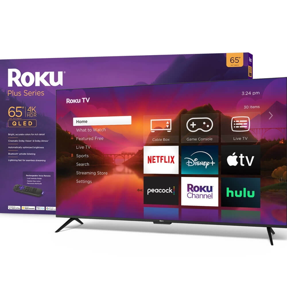 Roku 65-Inch Plus Series 4K QLED Smart Roku TV with Roku Voice Remote Pro, Dolby Vision, Striking 4K Resolution, Automatic Brightness, & Seamless Streaming
