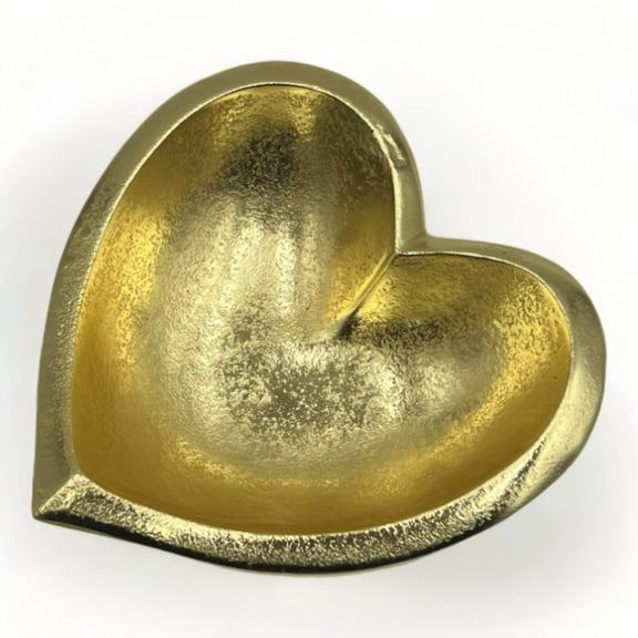 Gold Decorative Aluminum Metal Heart Bowl Set Home Decor 8 in x 8 in x 2.5 in, by 90210 Kitchen and Bath