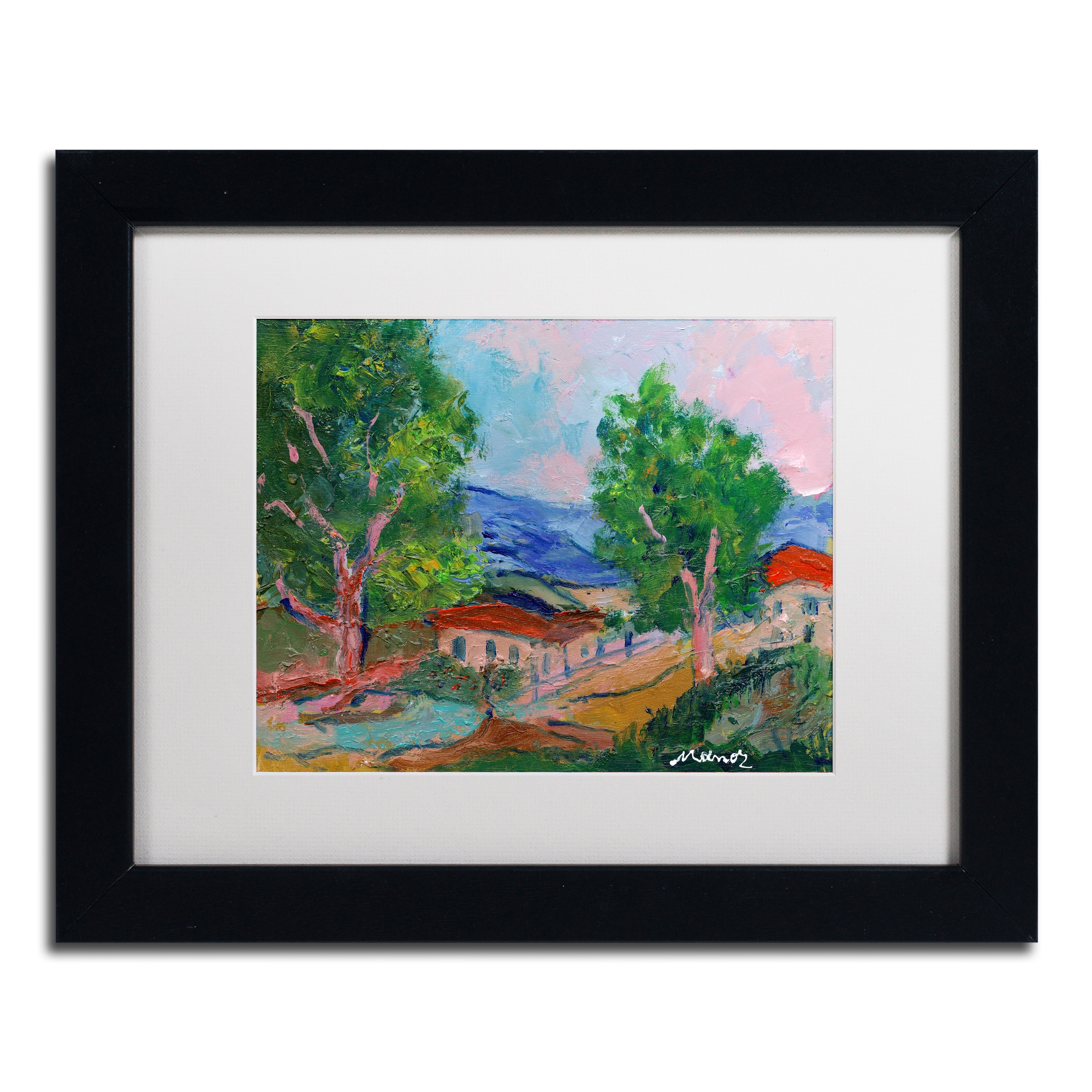 Trademark Fine Art "Tree Valley" Canvas Art by Manor Shadian White Matte, Black Frame