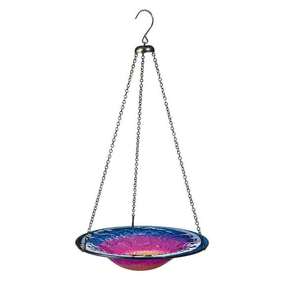 Evergreen Sunrise Hanging Glass Birdbath