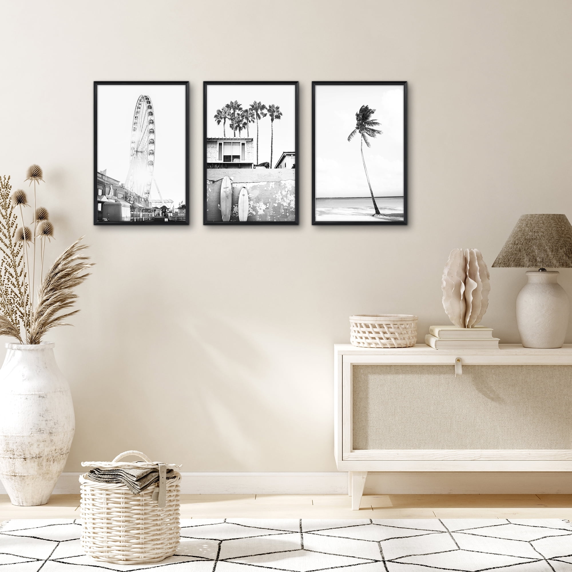 Americanflat 11x17 Picture Frame 3 Pack Polished Front Cover Slide Photo Buildable Molding Fusion - Black