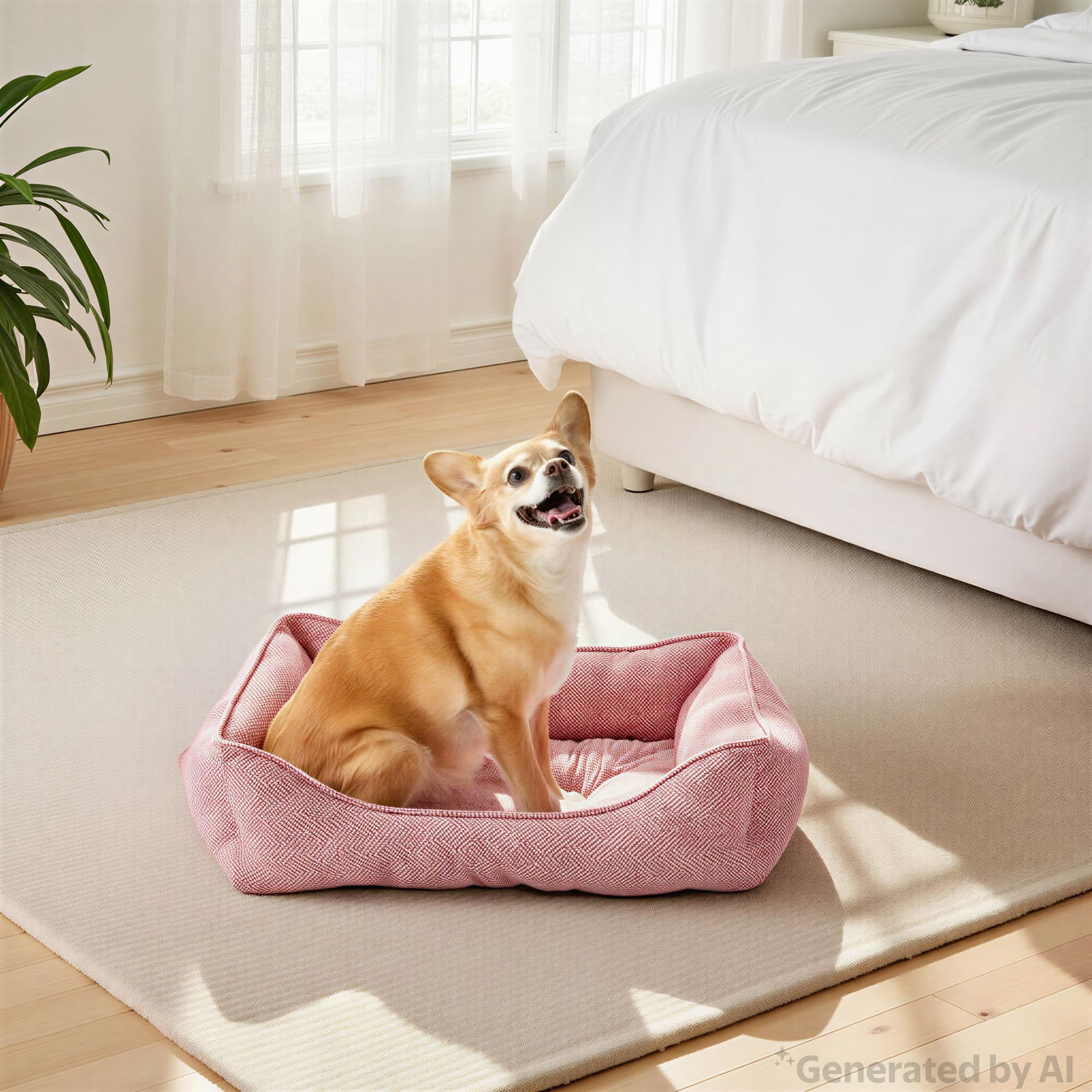 Vibrant Life Medium Bolster Cat or Dog Bed, Pink, 21" x 25"