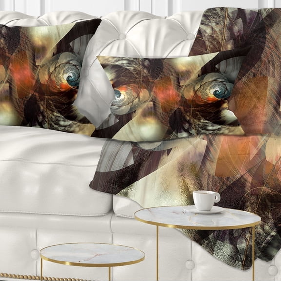 Designart Brown Fractal Artwork - Abstract Throw Pillow - 12x20
