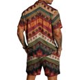 thumbnail image 6 of Men's 2 Piece Summer Outfit Casual Short Sleeve Button Down Shirt and Drawstring Shorts Set Texture Print Vacation Tracksuit, 6 of 6