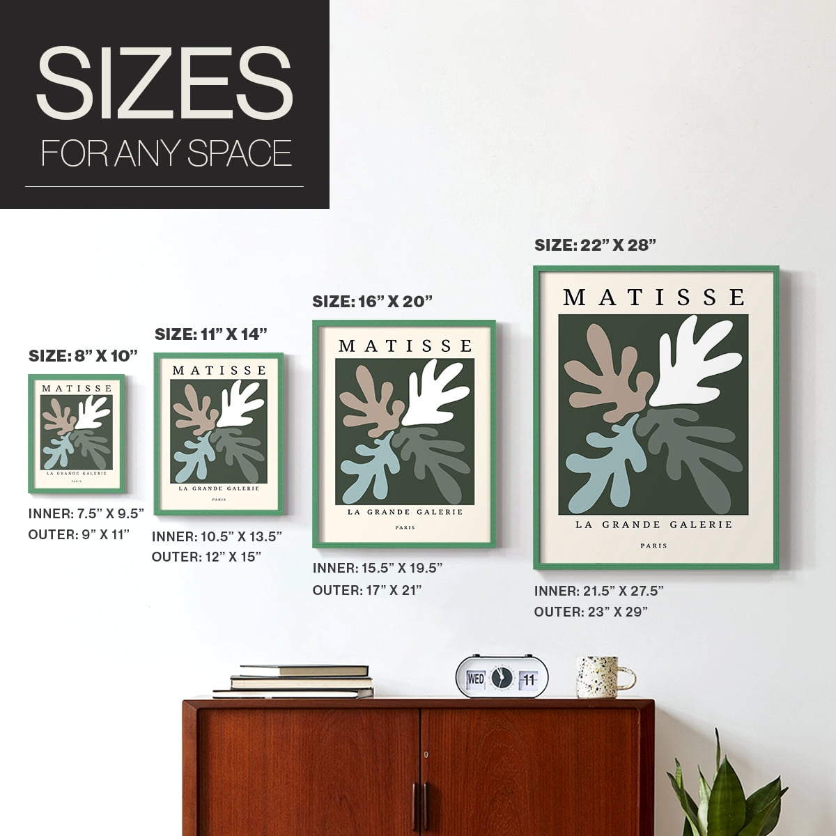 Matisse CCCLXXXIV in Green Solid Wood 22 x 28 Framed Print