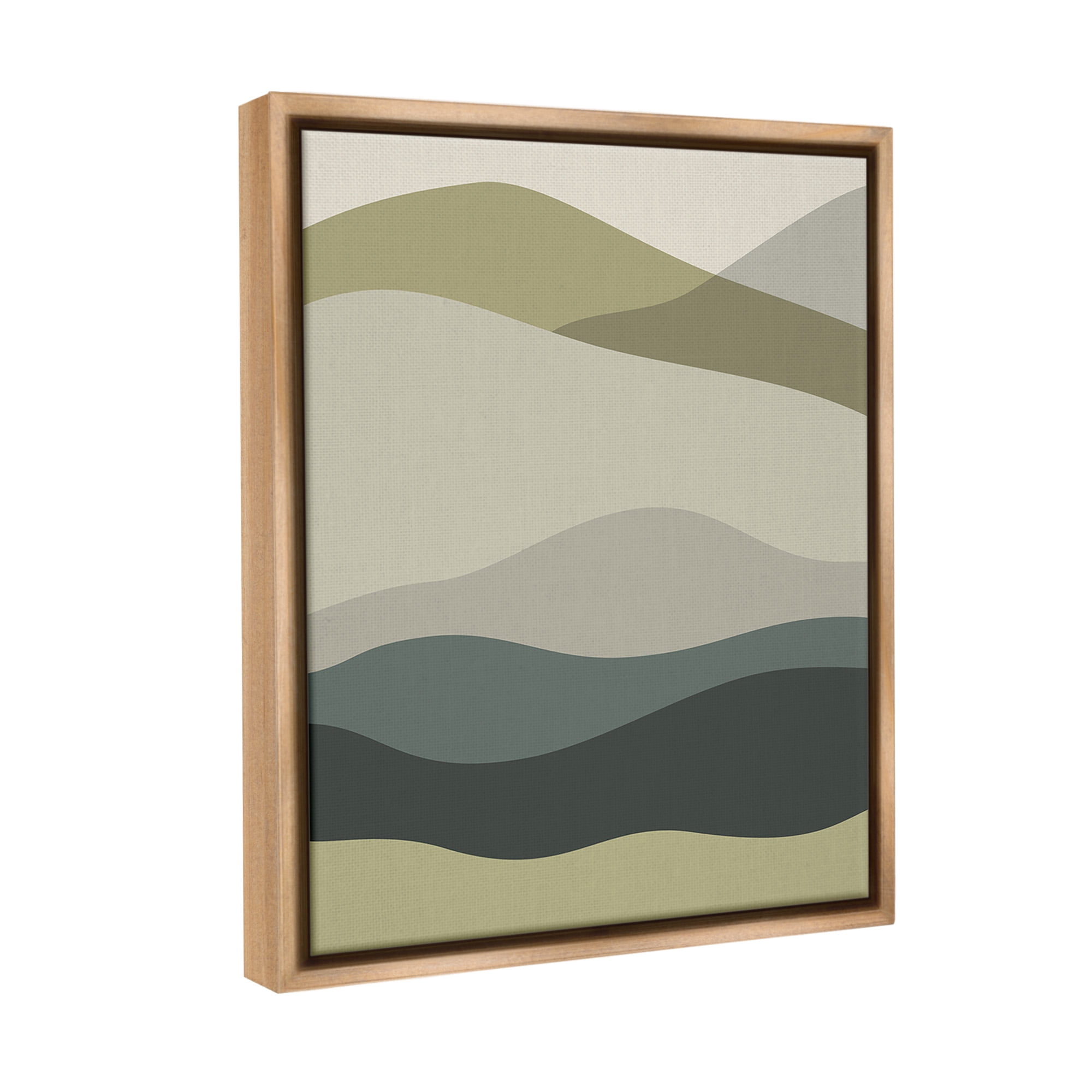 Stupell Industries Modern Countryside Hills Landscape Painting Brown Floater Framed Canvas Art Print Wall Art, 17 x 21