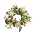 thumbnail image 3 of Corona de vela corona de rosa artificial adorno de adornos de velas de candelabro para la sala de estar para sala de estar Acción Beige, 3 of 9