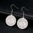 thumbnail image 3 of RSAMD Masonic Square and Compass Drop Earrings Freemason Symbolism Pendant Earring-Gold Color, 3 of 8