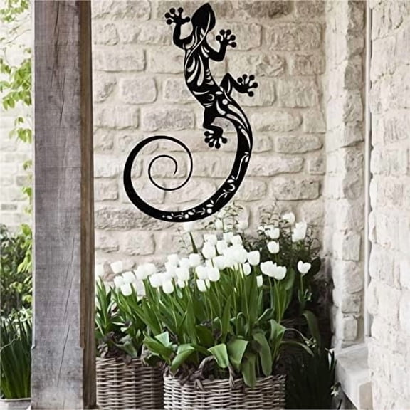 Metal Lizard Wall Decor - Modern Geometric Gecko Wall Art, Handmade Reptile Sculpture for Home & Office - Unique Bedroom, Living Room, Bathroom Decor  Halloween & Housewarming Gift"