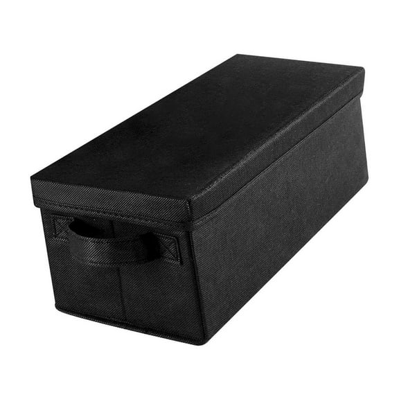 A Black Non-Woven Storage Box Foldable Storage with Lids Small Basket with Handles Fabric Storage for Wardrobes Shelves Bedroom Organisation