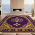 thumbnail image 2 of Design&I 6'x9' Washable Area Rug Purple Repeating Bedside Graphic Detailing Balanced Cuartos Alfombras for Queen Size Bedroom, Under Bed, Sleek Flatweave Pet Friendly, 2 of 7