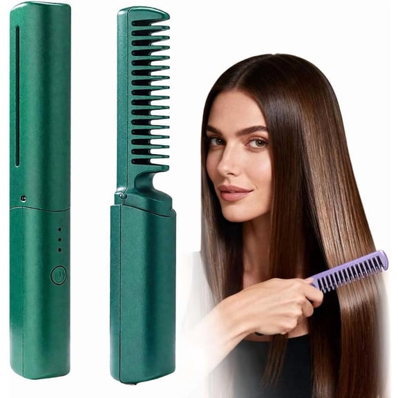 Ceramic Hairdressing Comb Smooth,Portable Wireless 2-in-1 Hairs Dressing Combs for Straight and Curly Hairs,Fast Heat Hair Hair Brush Straightener with 3 Adjustable Temperatures
