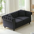 thumbnail image 4 of 64" Velvet Deep Seat Loveseat Chaise Lounge, Loveseat Sleeper with Button Tufting, Plush Loveseat Chaise Lounge Indoor with Wood Legs for Living Room and Lounge, Black, 4 of 4