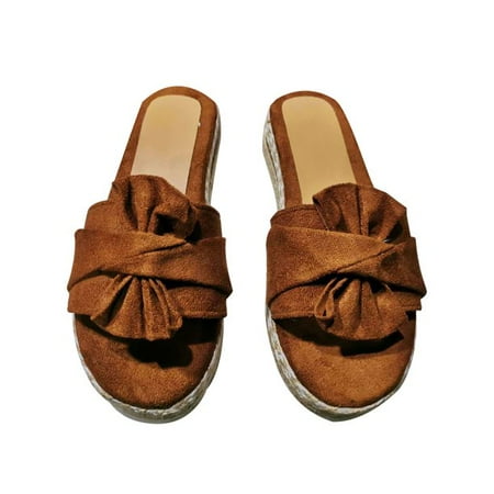 

Women Platform Slides Bow Slippers Sandals Summer Beach Espadrilles Bow Casual Shoes Ladies Girls Shoes