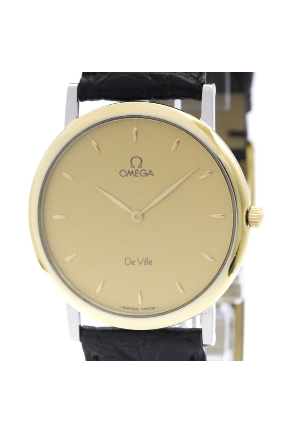 Pre-Owned OMEGA De Ville Prestige Quartz Gold Plated Mens Watch 7400.11 Polished